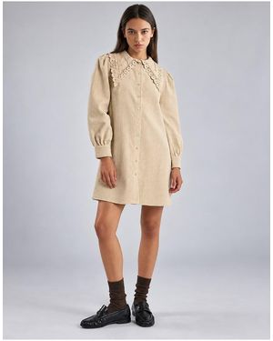 Glamorous Collar Button Front Mini Dress - Natural