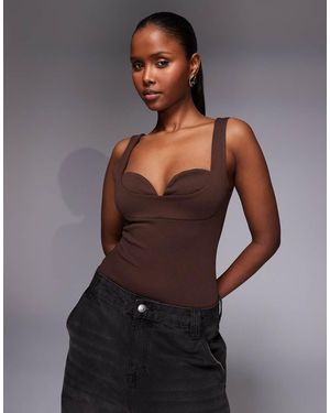 ASOS Long Sleeve Layered Cupped Bodysuit - Grey