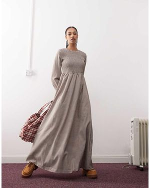 Daisy Street Vestito Grembiule Lungo A Quadri - Marrone
