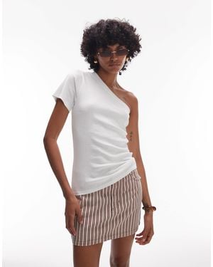 TOPSHOP One Shoulder Tee - Gray