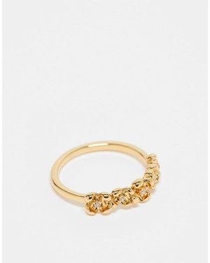 ASOS Bague à détails floraux en plaqué or 14 carats - Métallisé