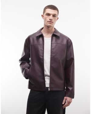 ASOS Faux Leather Harrington Jacket - Purple