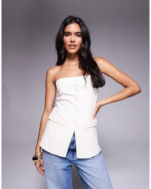 Brave Soul Tailored Bandeau Vest - White
