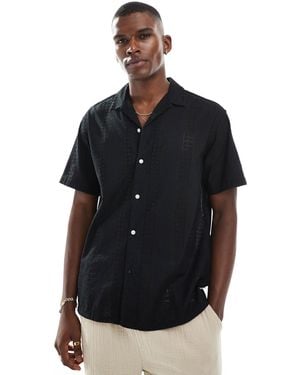 Jack & Jones Embroidered Pattern Shirt - Black
