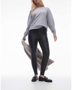 TOPSHOP Pantalones Negros De Corte Pitillo De Cuero Sintético De Hourglass - Gris