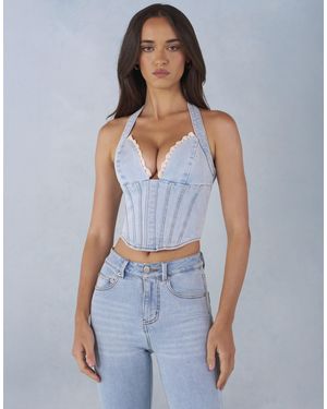 Oh Polly Embellished Corset Top - Blue