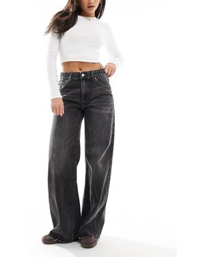 Pull&Bear baggy Wide Leg Jeans With Elasticated Waist - Blue
