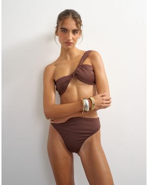 TOPSHOP Tiana Bandeau Bikini Top With Twisted Strap - Brown