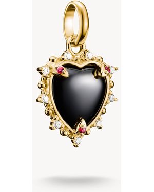 Thomas Sabo Charm-anhänger schwarzes vintage-herz mit steinen, plattiert, - Weiß