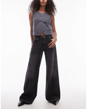 TOPSHOP Horizon Wide Leg Mid Rise Jean - Blue