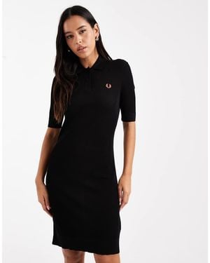 Fred Perry Ribbed Knitted Dress - Black