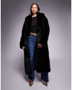 Aria Cove Faux Fur Oversized Collared Maxi Jacket - Blue