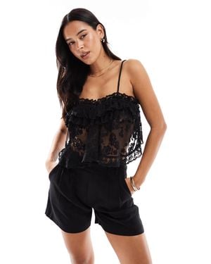 Miss Selfridge Premium Lace Baby Doll Top - Black