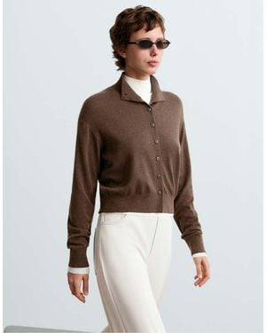 Oysho Buttoned Knit Jacket - Brown