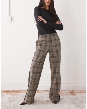 Noisy May Wide Leg Trouser With Side Stripe - Natural