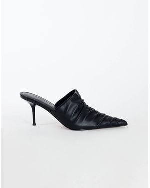 TOPSHOP Ansel Ruched Pointed Mid Heel Court Shoe - Black