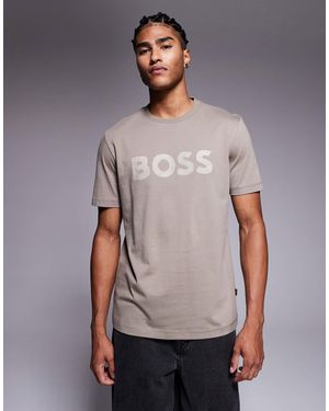 BOSS Frozen Chest Logo Regular Fit T-shirt - Grey