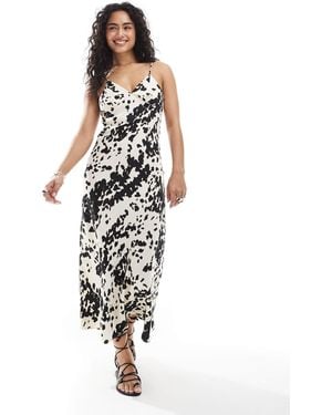 JJXX Satin Maxi Dress With Cow Print - White