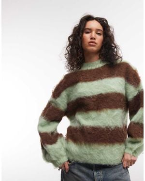 Daisy Street Maglione Soffice Verde Menta E A Righe Con Maniche A Palloncino