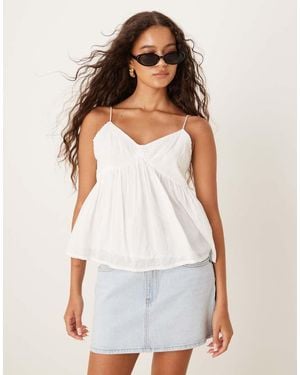 Jdy Broderie Peplum Cami Top - White