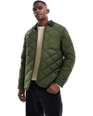 New Look Cord Collar Quilted Jacket - Green