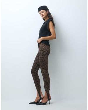 ASOS Leggings Sartoriali Con Dettaglio Sotto Piede E Stampa Leopardata - Blu