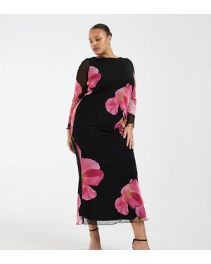Vero Moda Long Sleeve Mesh Maxi Dress - Red