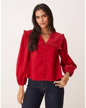 Nobody's Child Eloise Colla Smock Blouse - Red