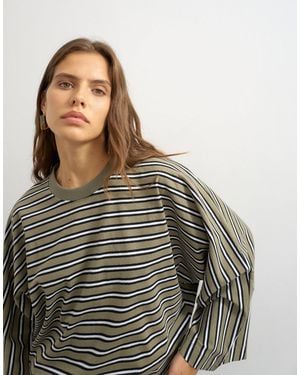 TOPSHOP Longsleeve mit fledermausärmeln und streifen - Grau