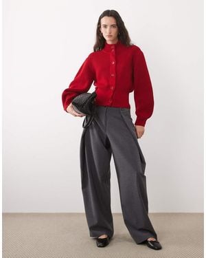 ASOS Knit Funnel Neck Cardigan - Red