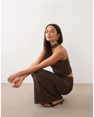 The Frolic Exclusive Mesh Overlay Ruched Front Detail Maxi Skirt Co-ord - White