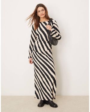 Y.A.S Ruched Midi Dress With Bell Sleeve Detail - White