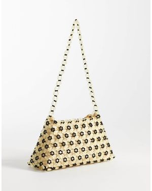 ASOS Floral Beaded Shoulder Bag - Natural