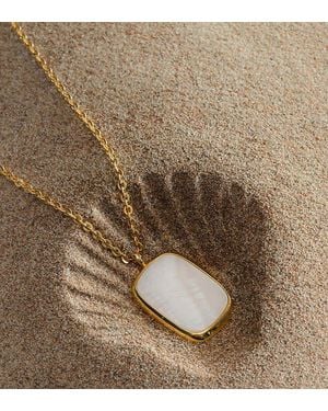 Orelia Statement Faux Mother Of Pearl Long Necklace - Metallic