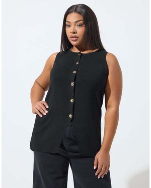 Yours Clothing Knitted Vest Top - Blue