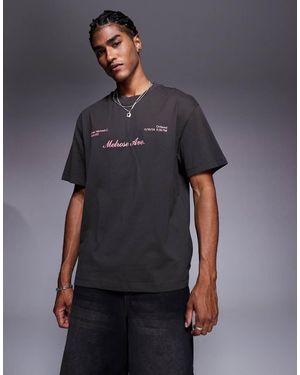 Bershka Late Dinner Club T-shirt - Grey