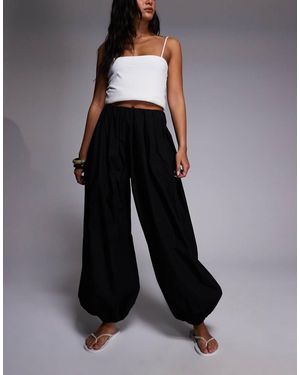 Kaiia Pantalones Negros De Pernera Abombada Voluminosa De Algodón Exclusivos De