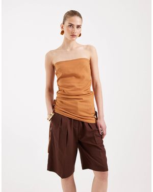 ASOS Tailored Bermuda Short With Linen - Brown