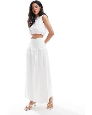 4th & Reckless Poplin Dropped Waist Maxi Skirt Co-ord - White