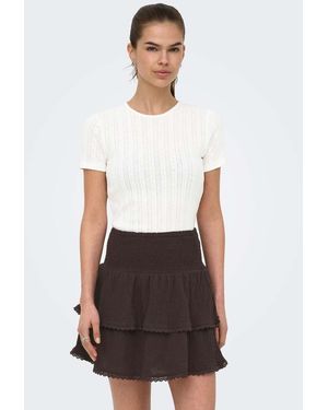 Jdy Salsa Confezione Da 2 Top Slim Fit Girocollo A Maniche Corte - Bianco