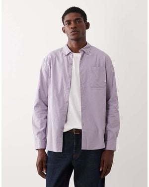Farah Netherton Long Sleeve Logo Cord Shirt - Purple