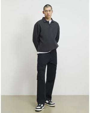 River Island Loose Fit Cotton Cargo Trousers - Blue