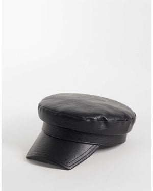 ASOS Leather Look Baker Boy Hat - Grey