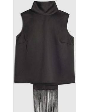River Island Fringe Scarf Tank Top - Black