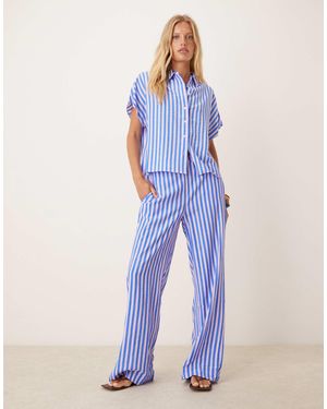 Mango Pull On Cotton Trouser Co-Ord - Blue