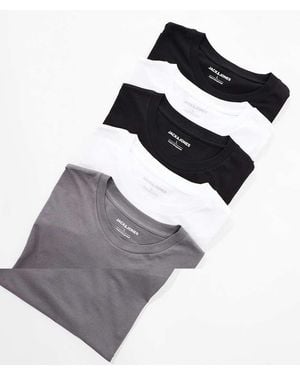 Jack & Jones 5 Pack Oversized T-shirts - Grey