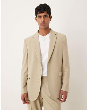 ASOS Relaxed Longline Suit Jacket - Natural