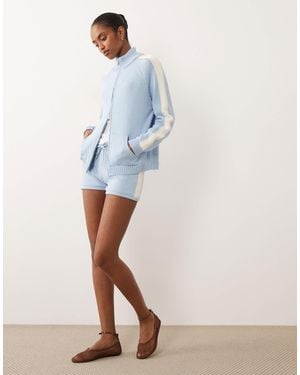 ASOS Knitted Micro Track Jacket Co-Ord - Blue