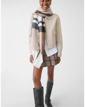Stradivarius Basic Geruite Sjaal - Naturel