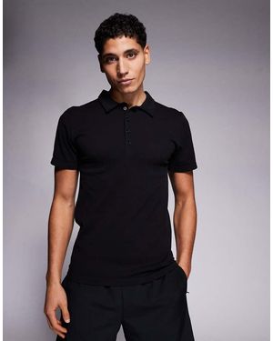 4505 Seamless Rib Slim Fit Polo Shirt - Black